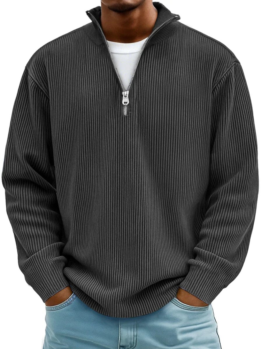 Liam | Heren Geribbelde Half-Zip Pullover Sweater