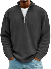 Liam | Heren Geribbelde Half-Zip Pullover Sweater