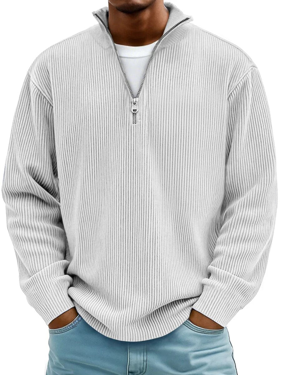 Liam | Heren Geribbelde Half-Zip Pullover Sweater