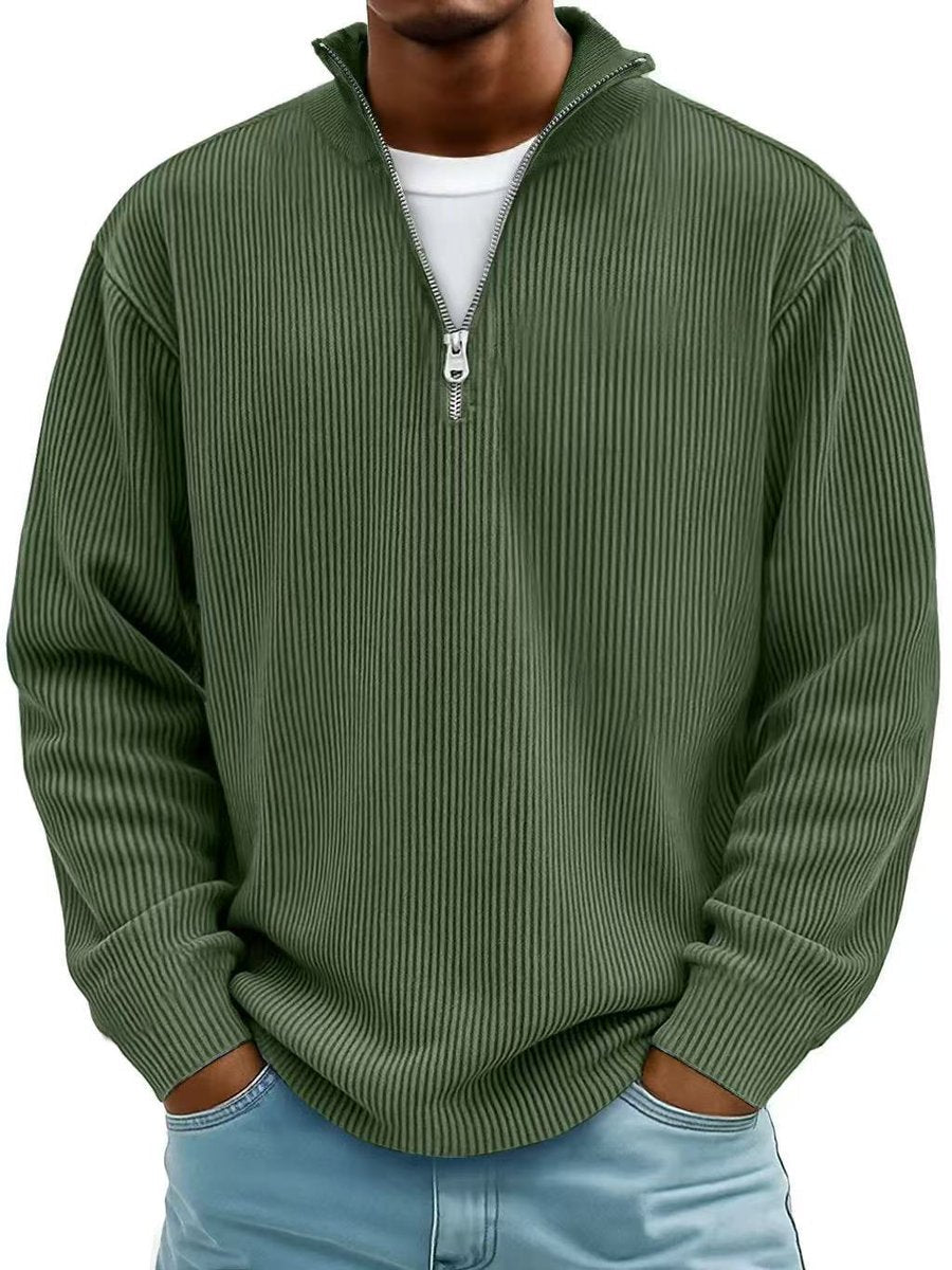 Liam | Heren Geribbelde Half-Zip Pullover Sweater