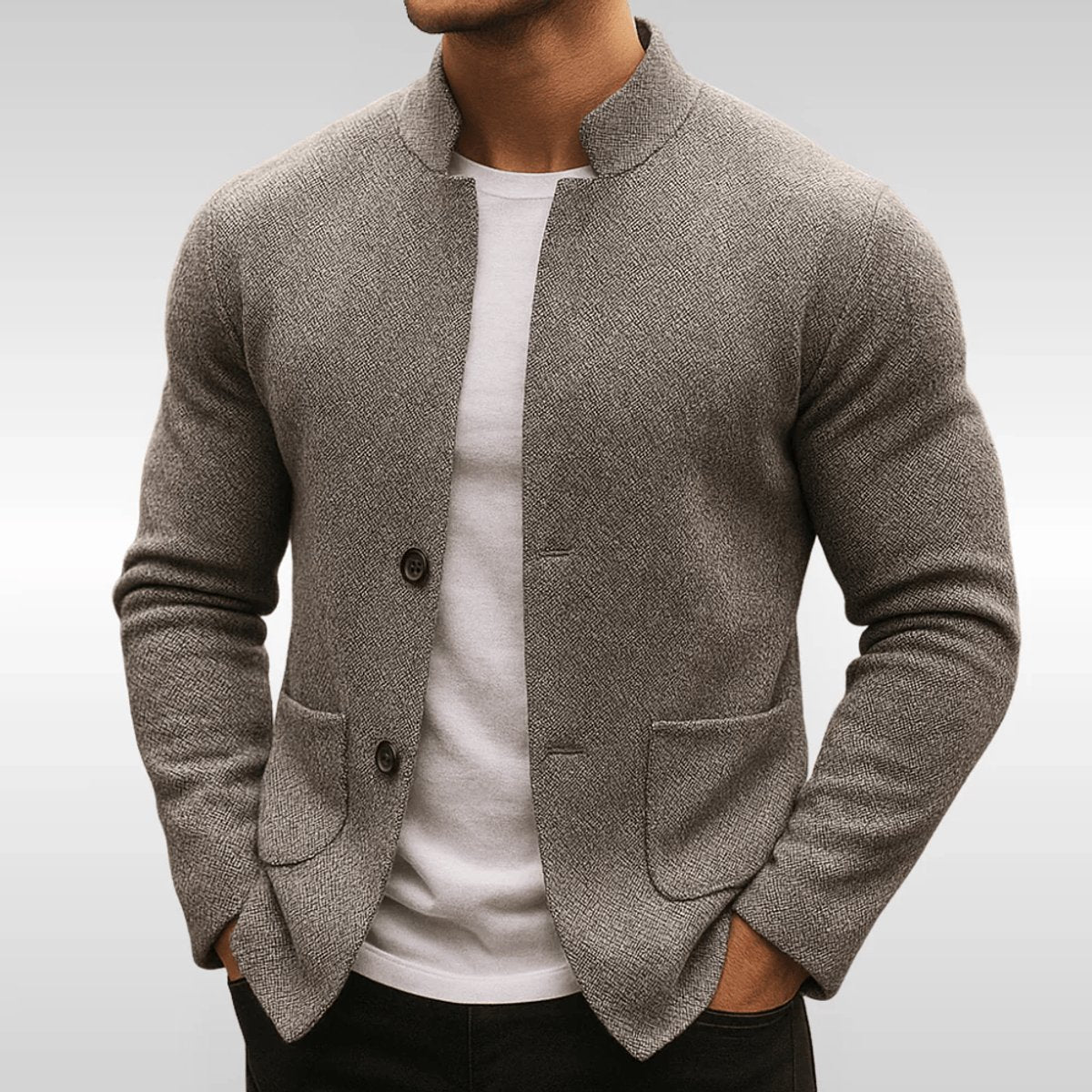 Luuk | Heren Gewatteerd Vest Blazer Strikttextuur Mandarijnkraag Knopen