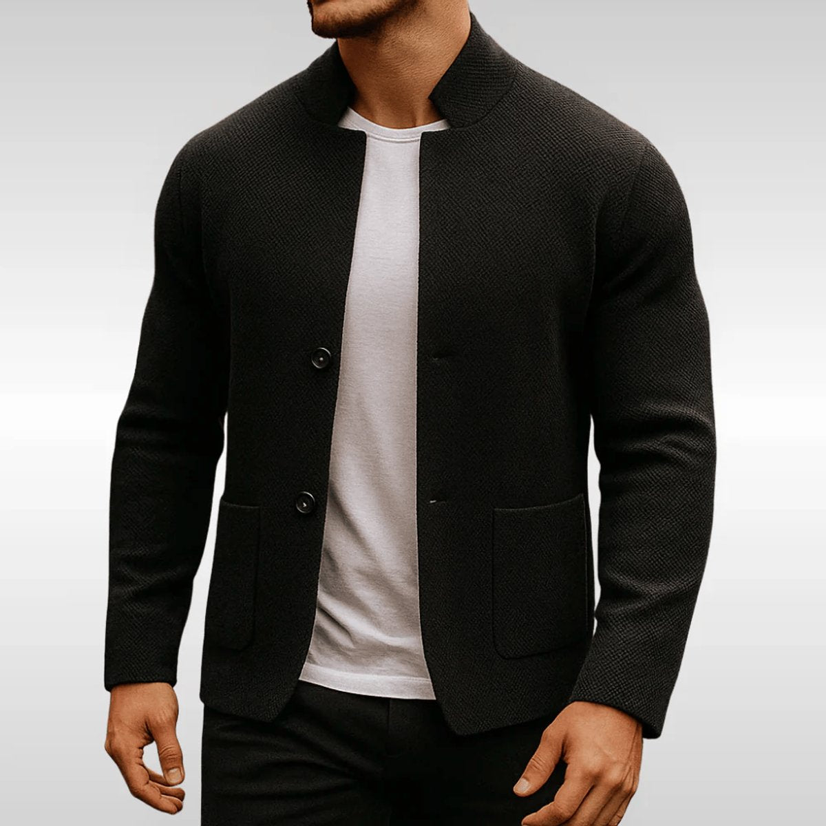 Luuk | Heren Gewatteerd Vest Blazer Strikttextuur Mandarijnkraag Knopen