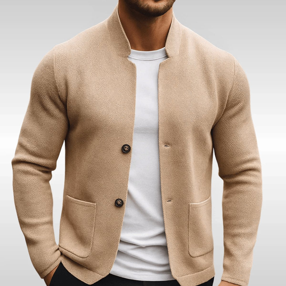 Luuk | Heren Gewatteerd Vest Blazer Strikttextuur Mandarijnkraag Knopen