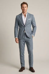 Lars | Heren Grijsblauwe Two-Piece Set Slim-Fit Formeel Pak