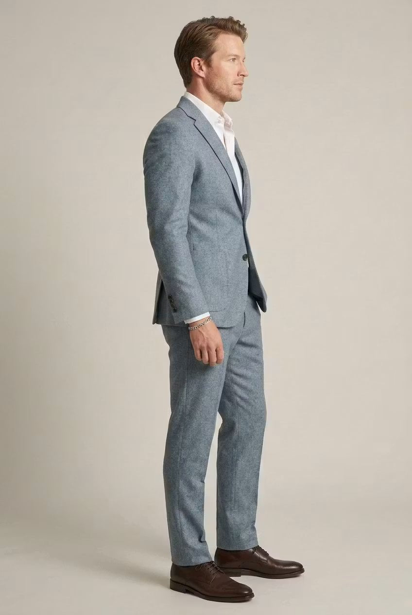 Lars | Heren Grijsblauwe Two-Piece Set Slim-Fit Formeel Pak