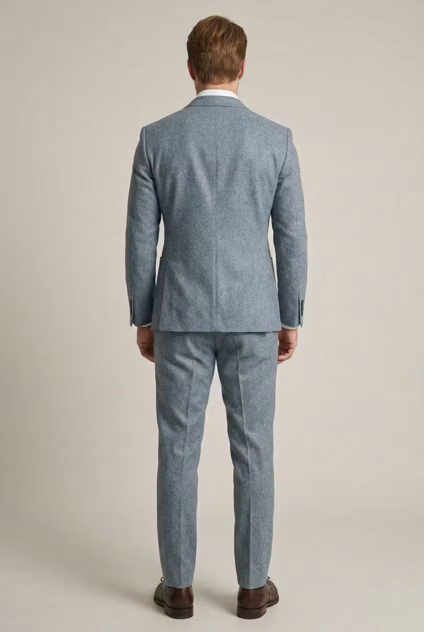 Lars | Heren Grijsblauwe Two-Piece Set Slim-Fit Formeel Pak