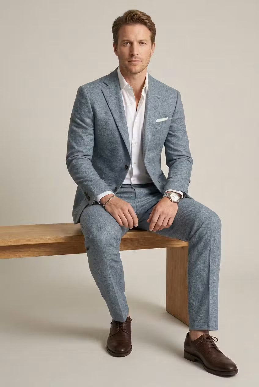 Lars | Heren Grijsblauwe Two-Piece Set Slim-Fit Formeel Pak