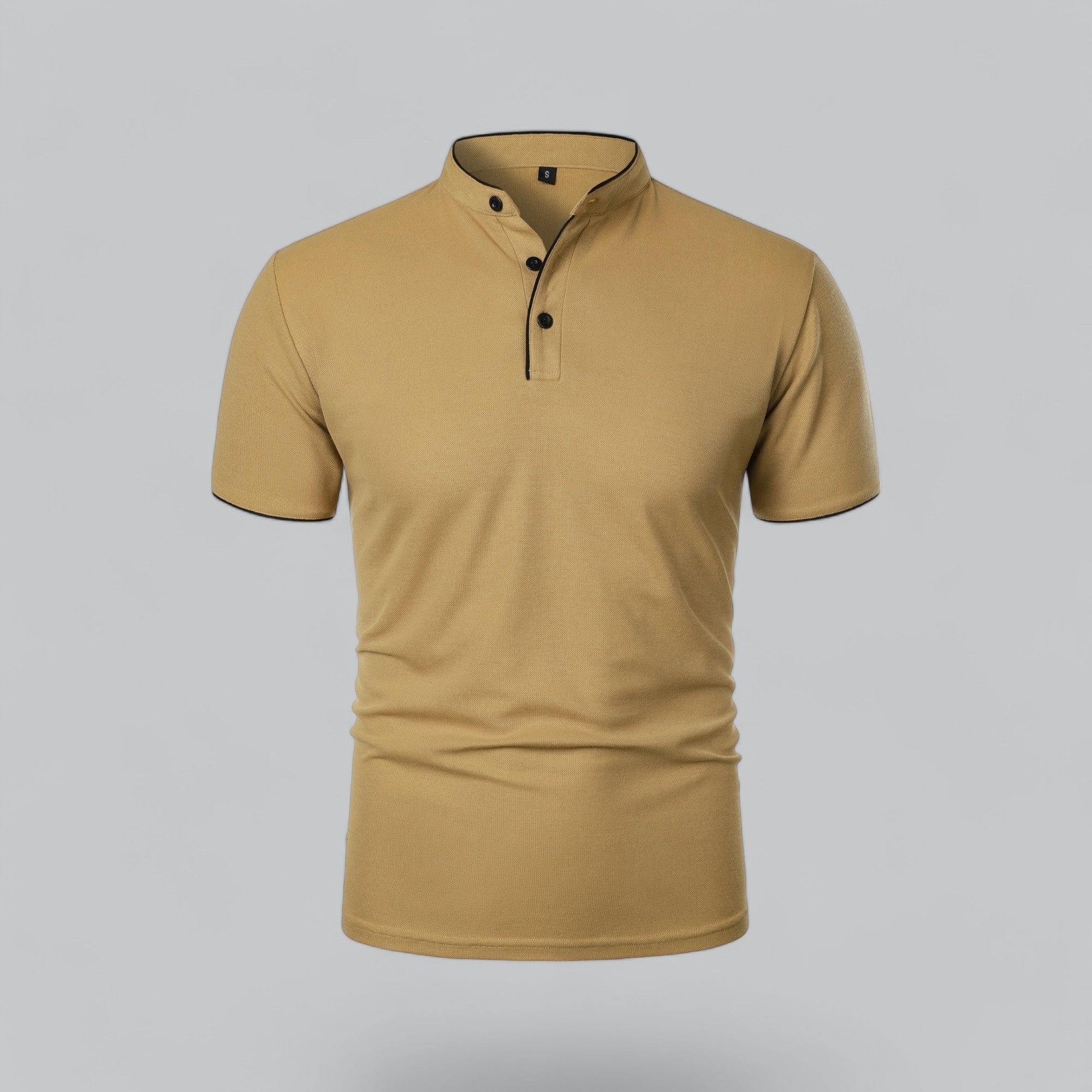 Daan | Heren Kraagloze Katoen Polo Shirt Korte Mouwen