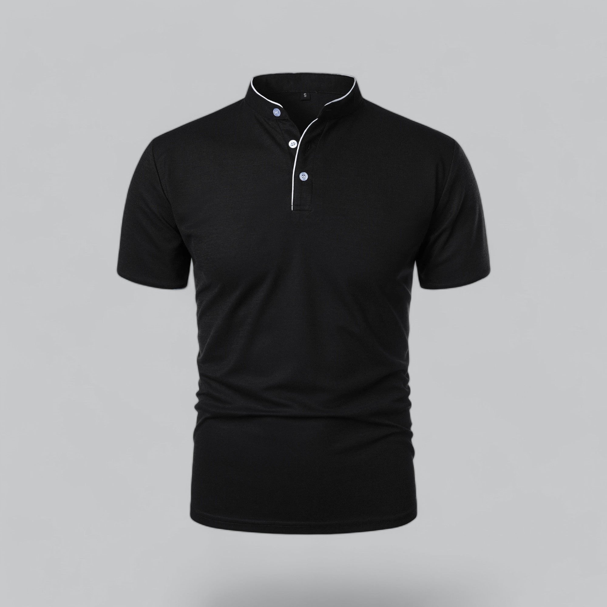 Daan | Heren Kraagloze Katoen Polo Shirt Korte Mouwen