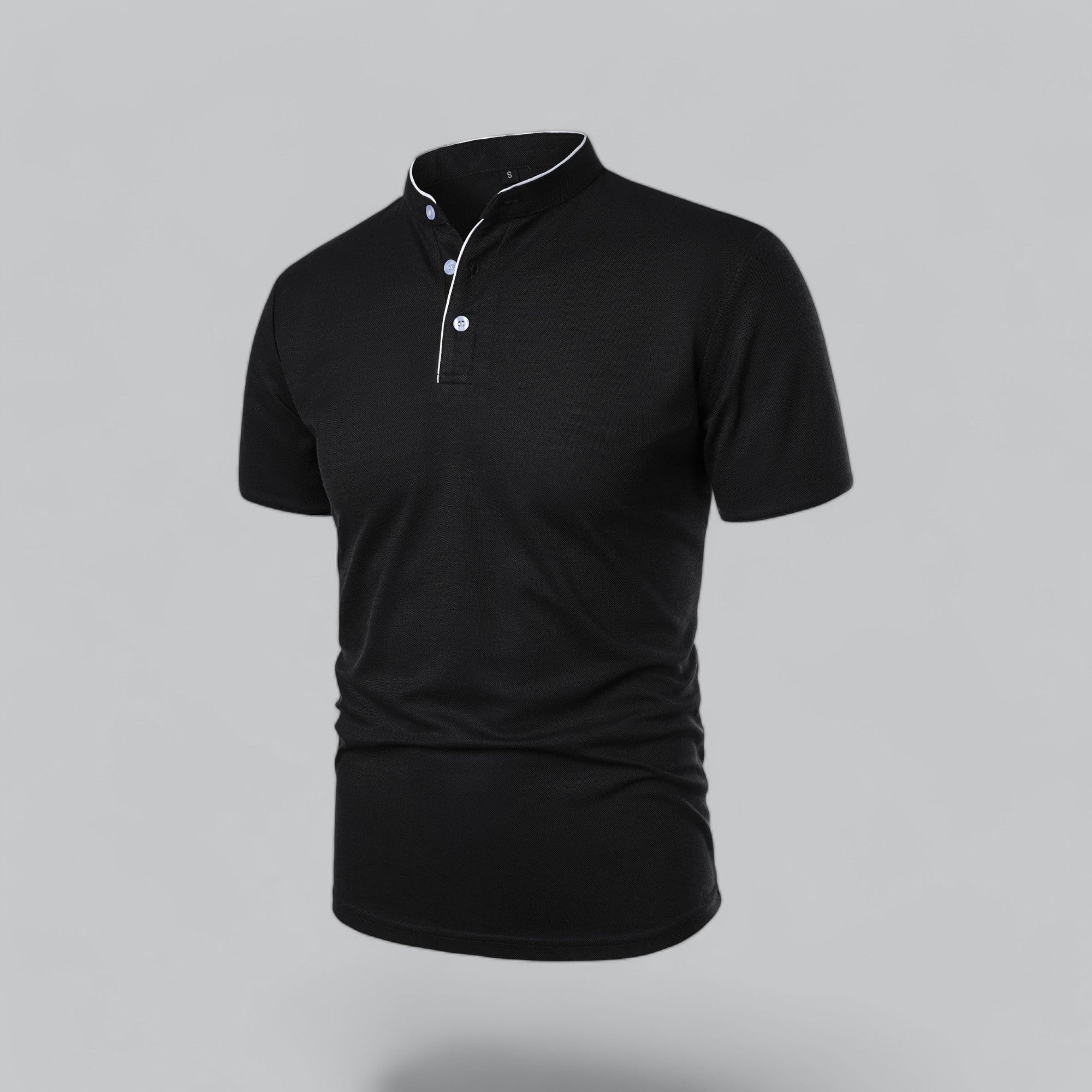 Daan | Heren Kraagloze Katoen Polo Shirt Korte Mouwen
