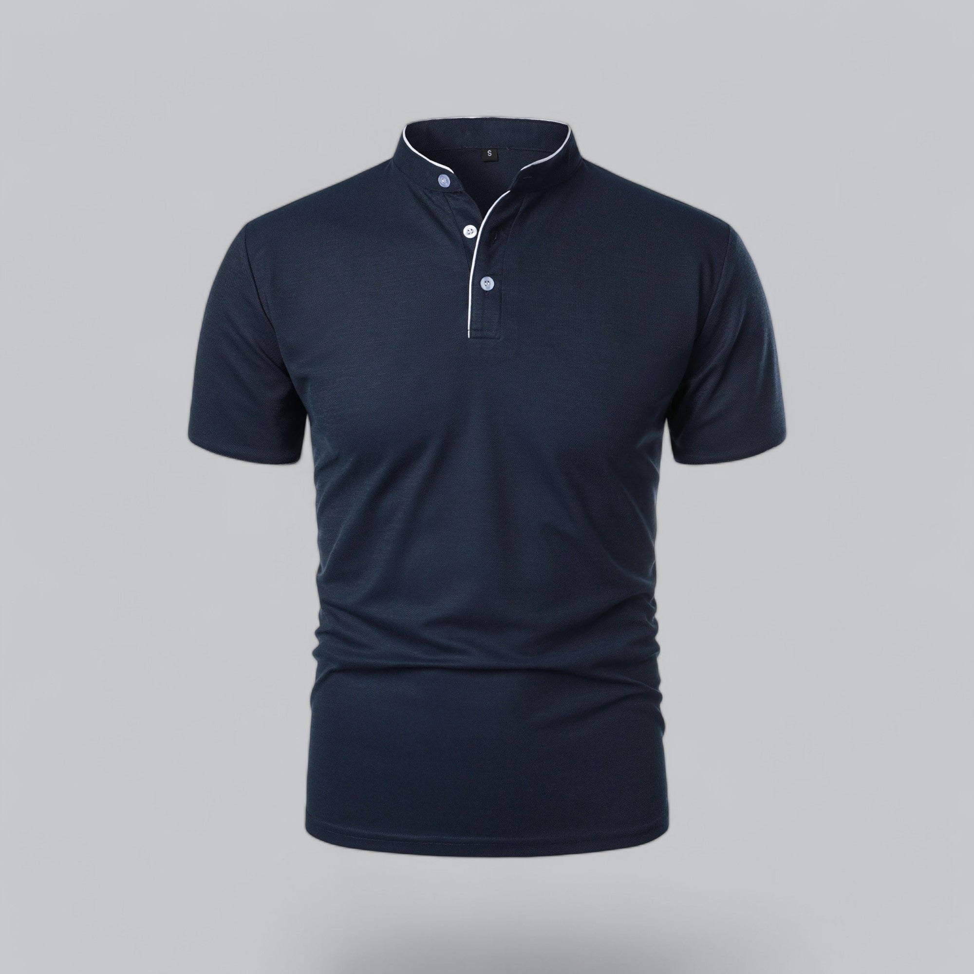 Daan | Heren Kraagloze Katoen Polo Shirt Korte Mouwen