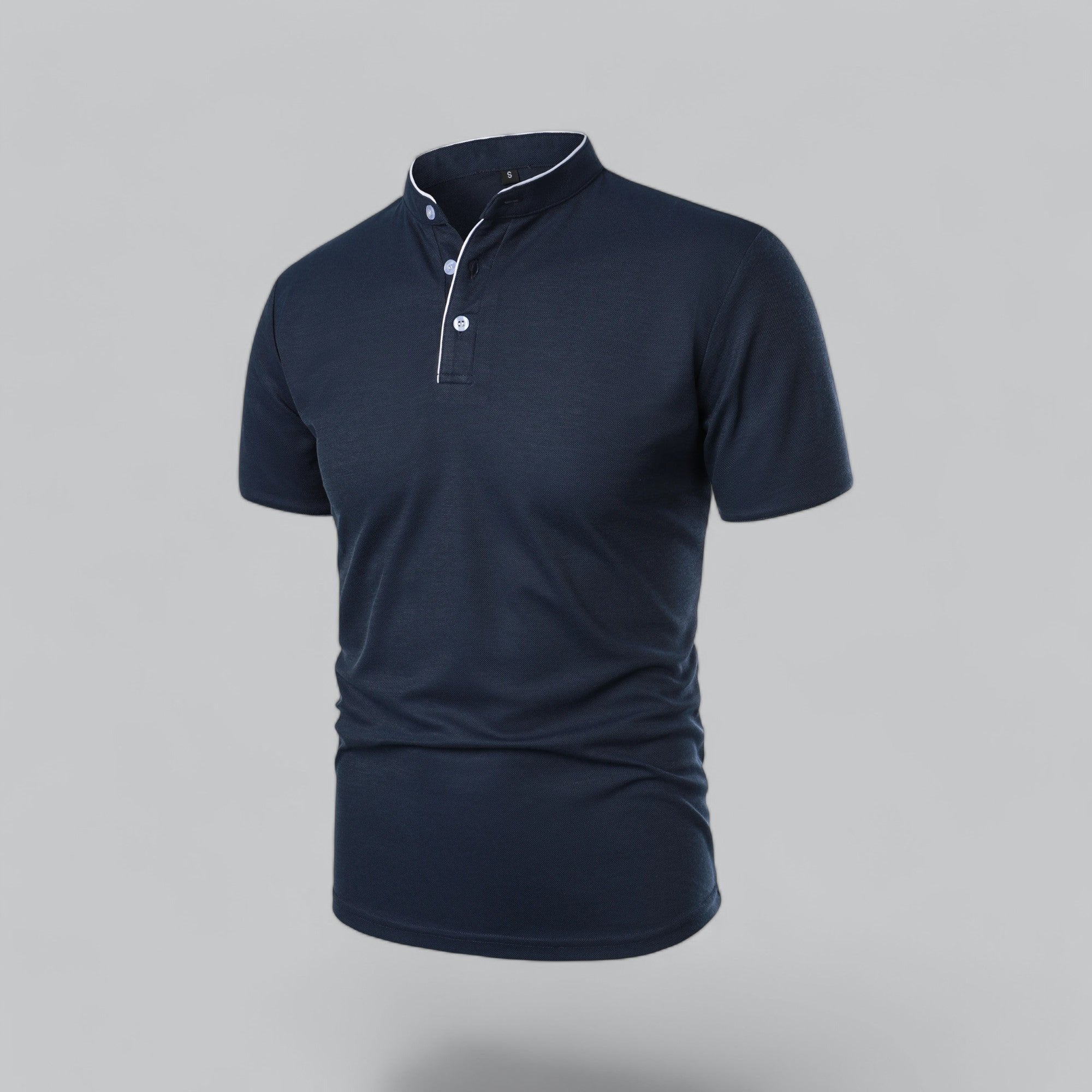 Daan | Heren Kraagloze Katoen Polo Shirt Korte Mouwen