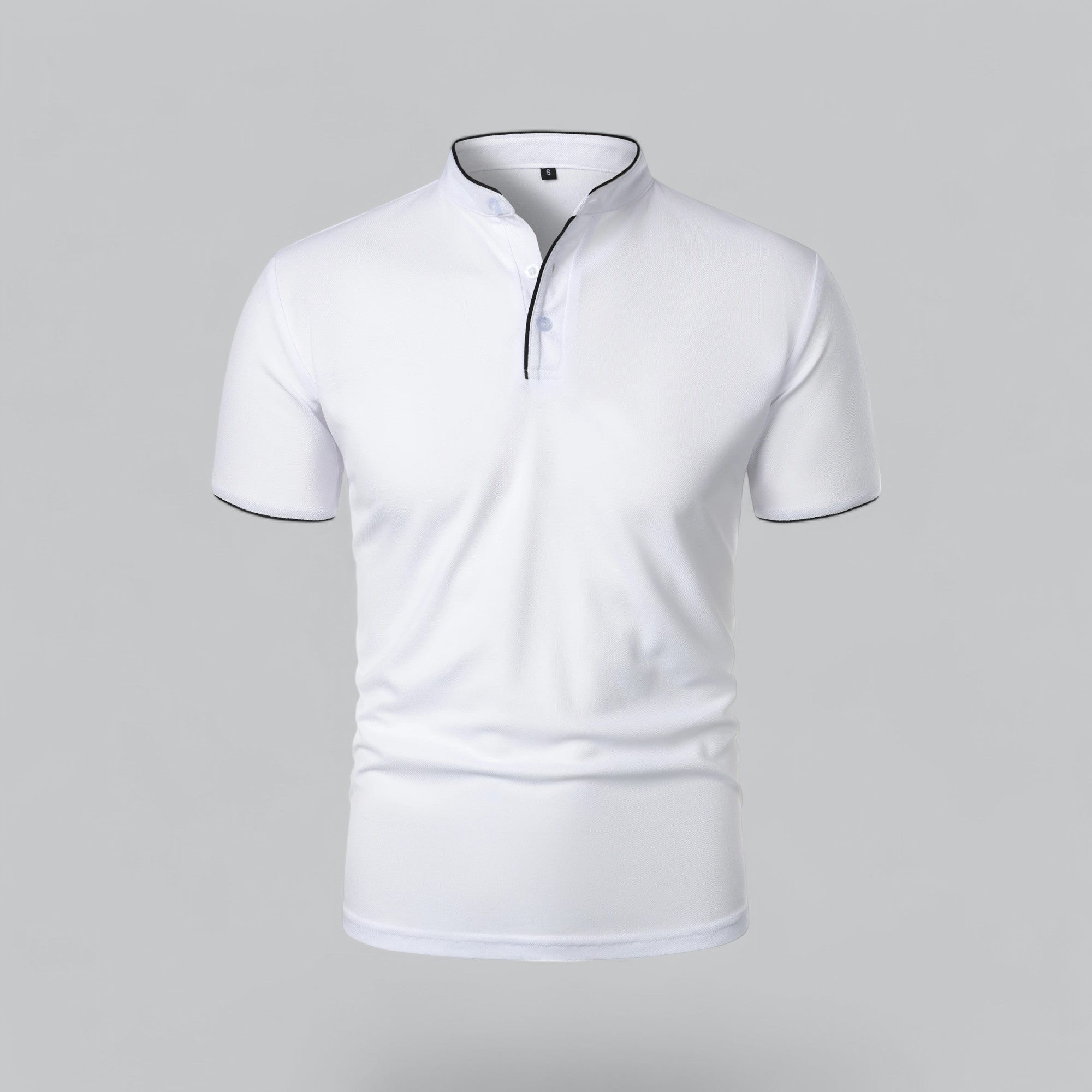 Daan | Heren Kraagloze Katoen Polo Shirt Korte Mouwen