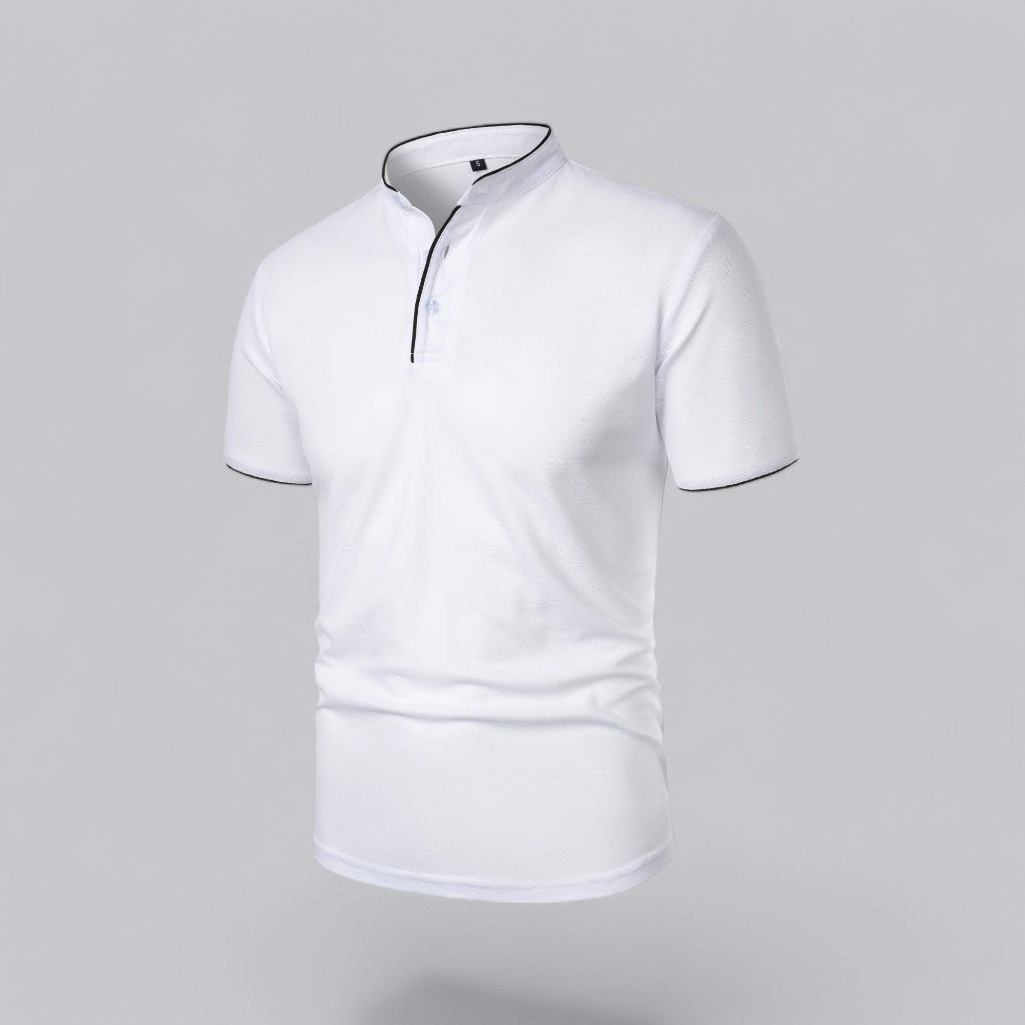 Daan | Heren Kraagloze Katoen Polo Shirt Korte Mouwen