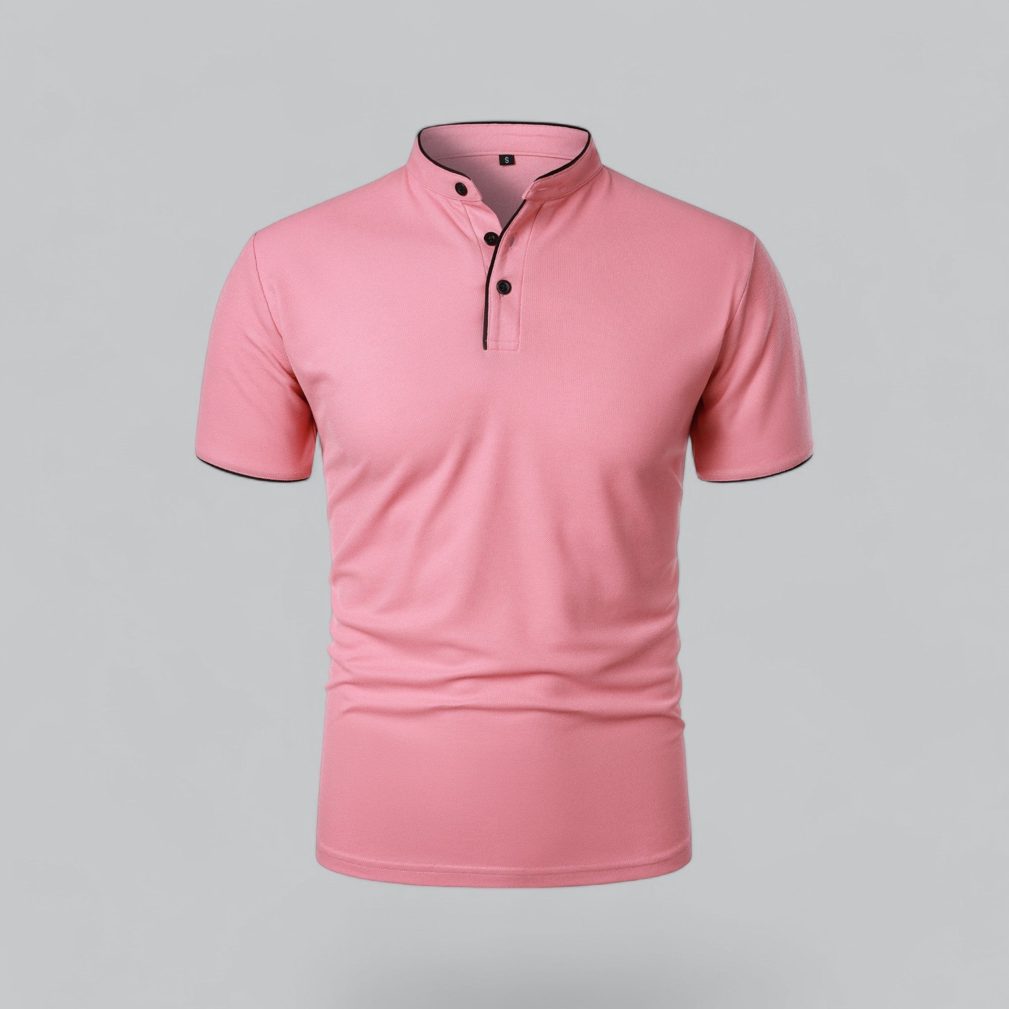 Daan | Heren Kraagloze Katoen Polo Shirt Korte Mouwen