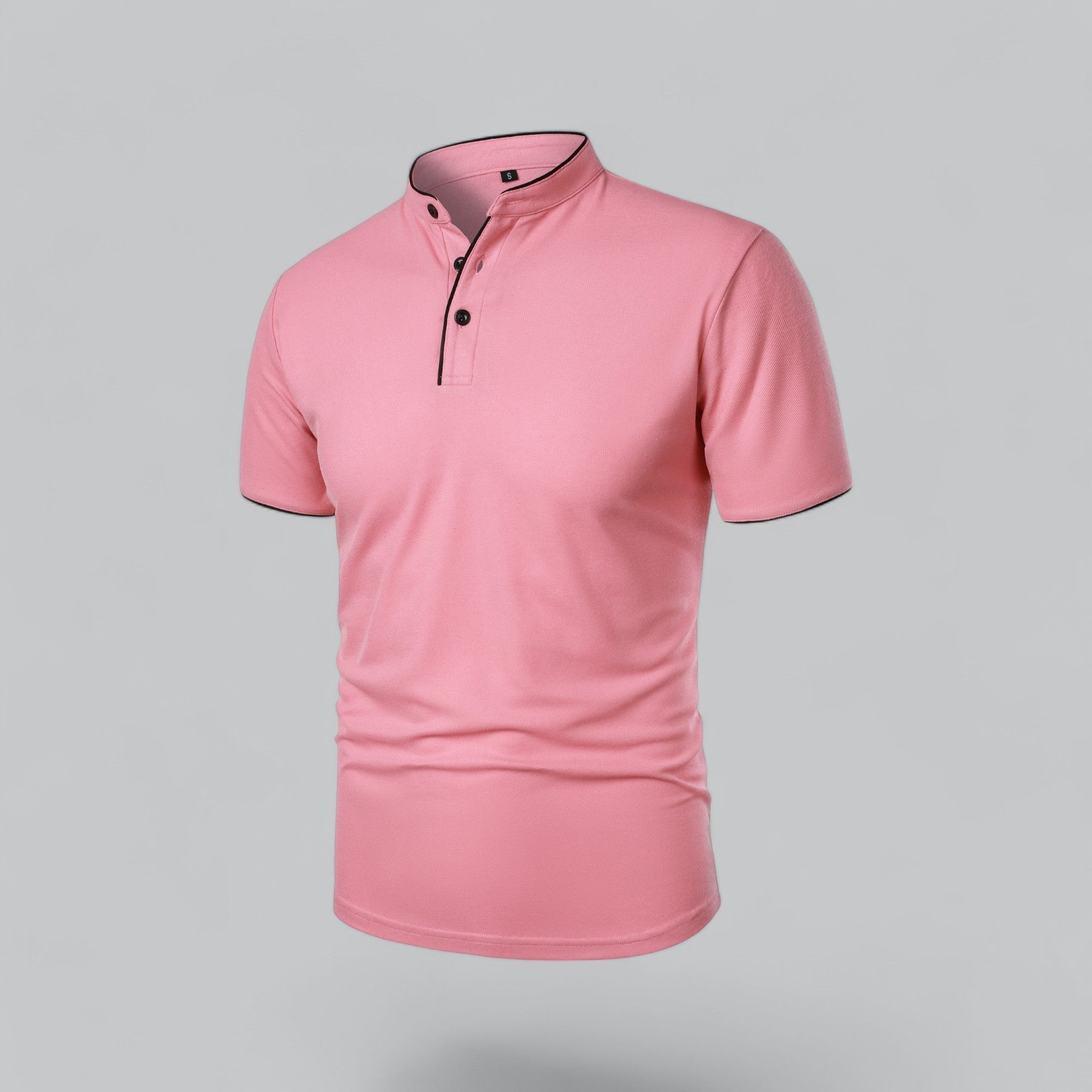 Daan | Heren Kraagloze Katoen Polo Shirt Korte Mouwen