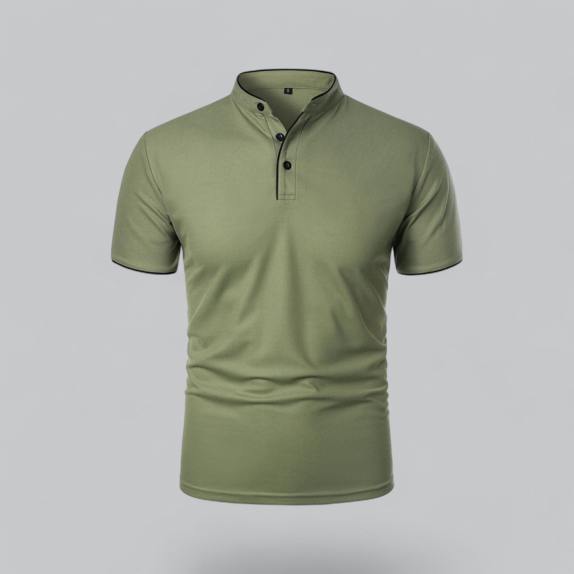 Daan | Heren Kraagloze Katoen Polo Shirt Korte Mouwen