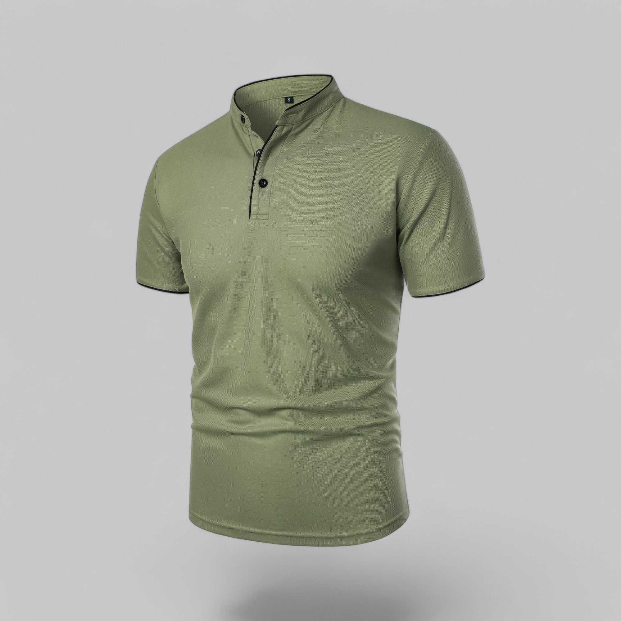 Daan | Heren Kraagloze Katoen Polo Shirt Korte Mouwen