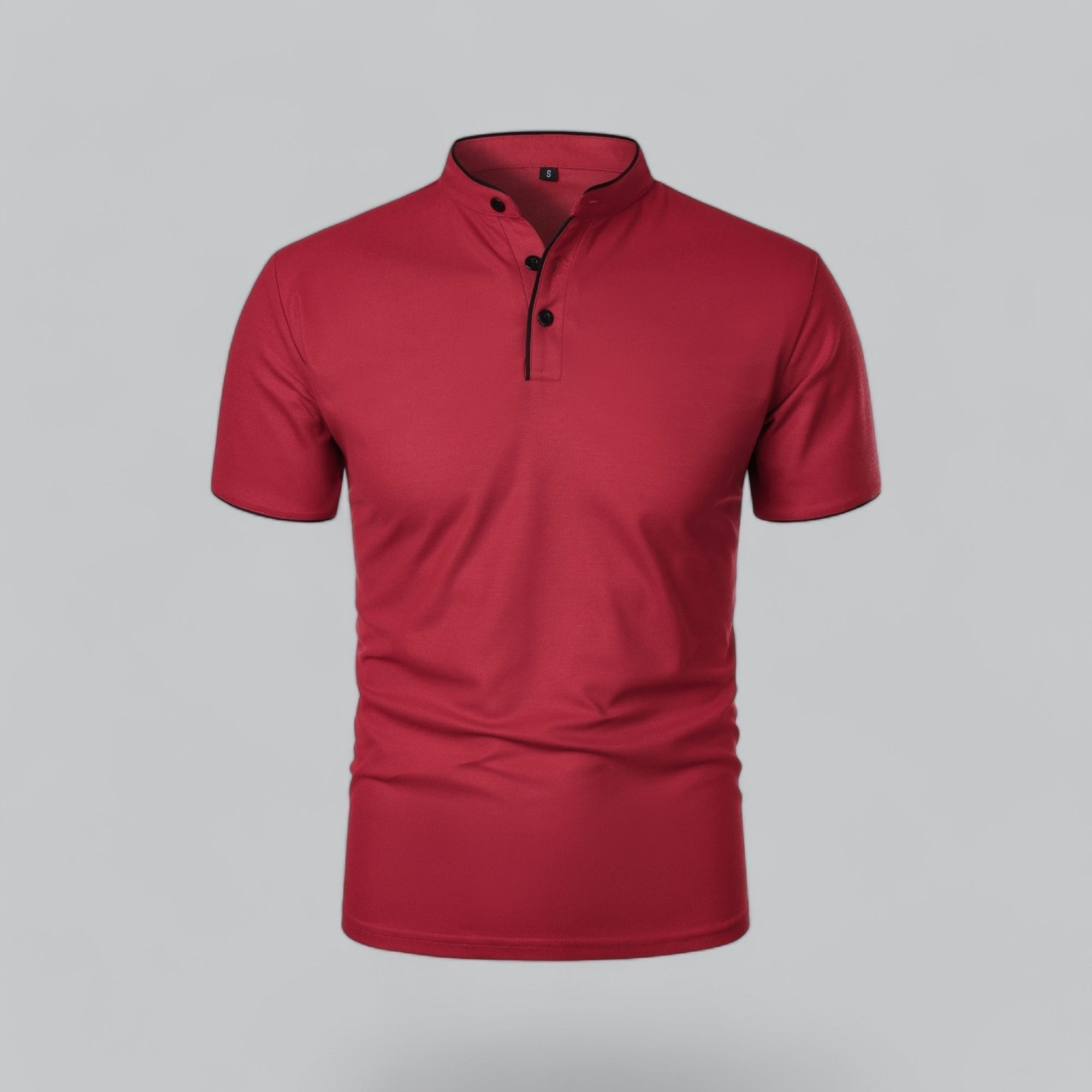 Daan | Heren Kraagloze Katoen Polo Shirt Korte Mouwen