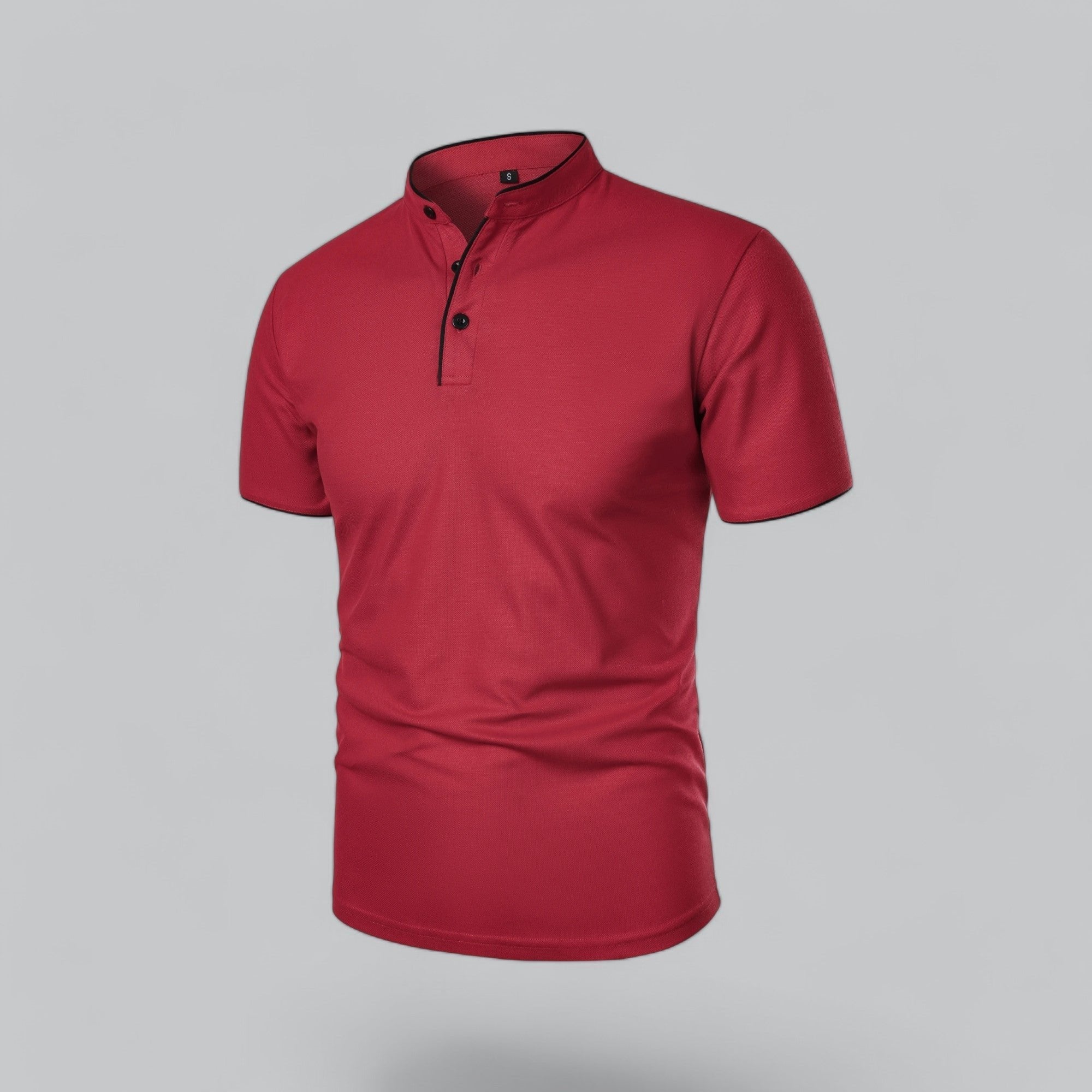 Daan | Heren Kraagloze Katoen Polo Shirt Korte Mouwen