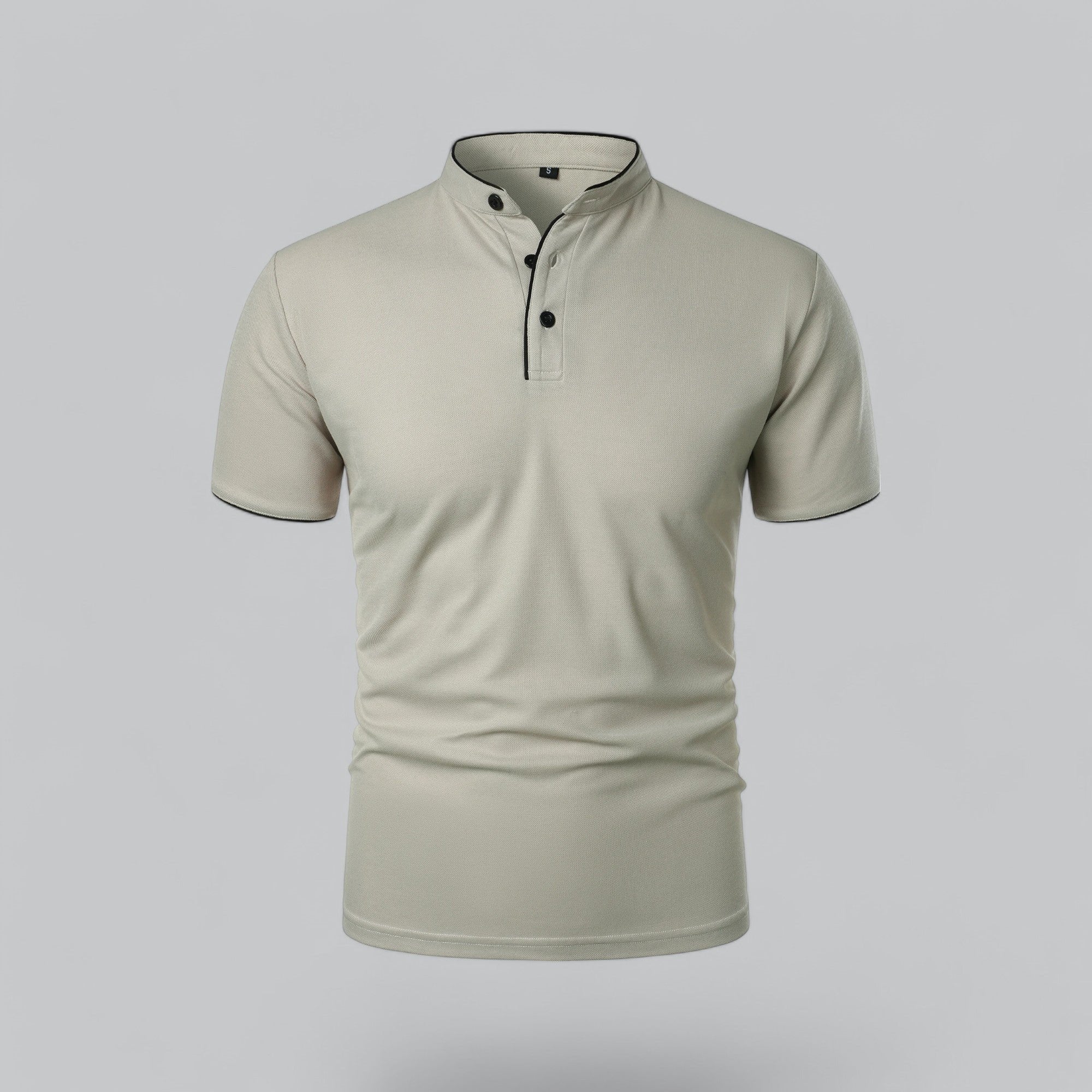 Daan | Heren Kraagloze Katoen Polo Shirt Korte Mouwen