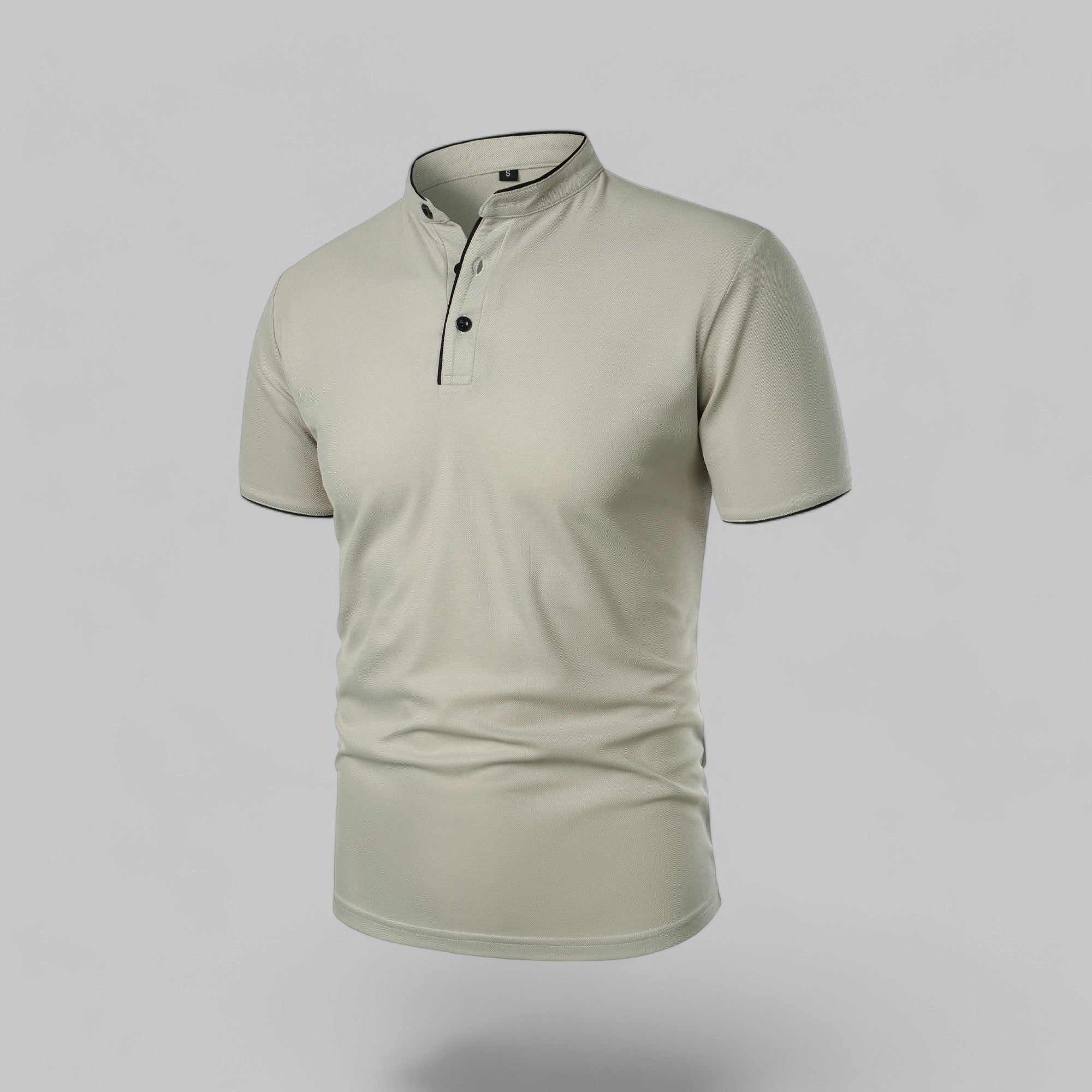 Daan | Heren Kraagloze Katoen Polo Shirt Korte Mouwen