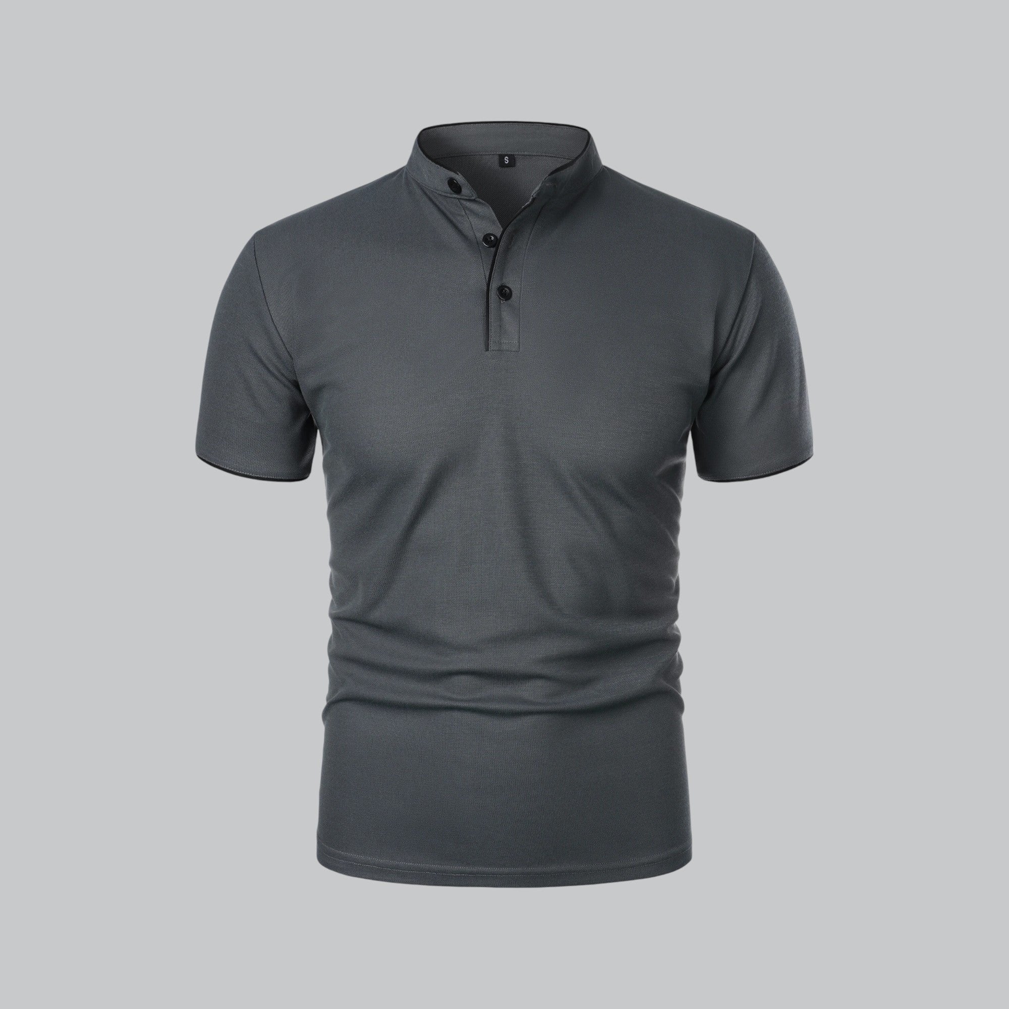 Daan | Heren Kraagloze Katoen Polo Shirt Korte Mouwen