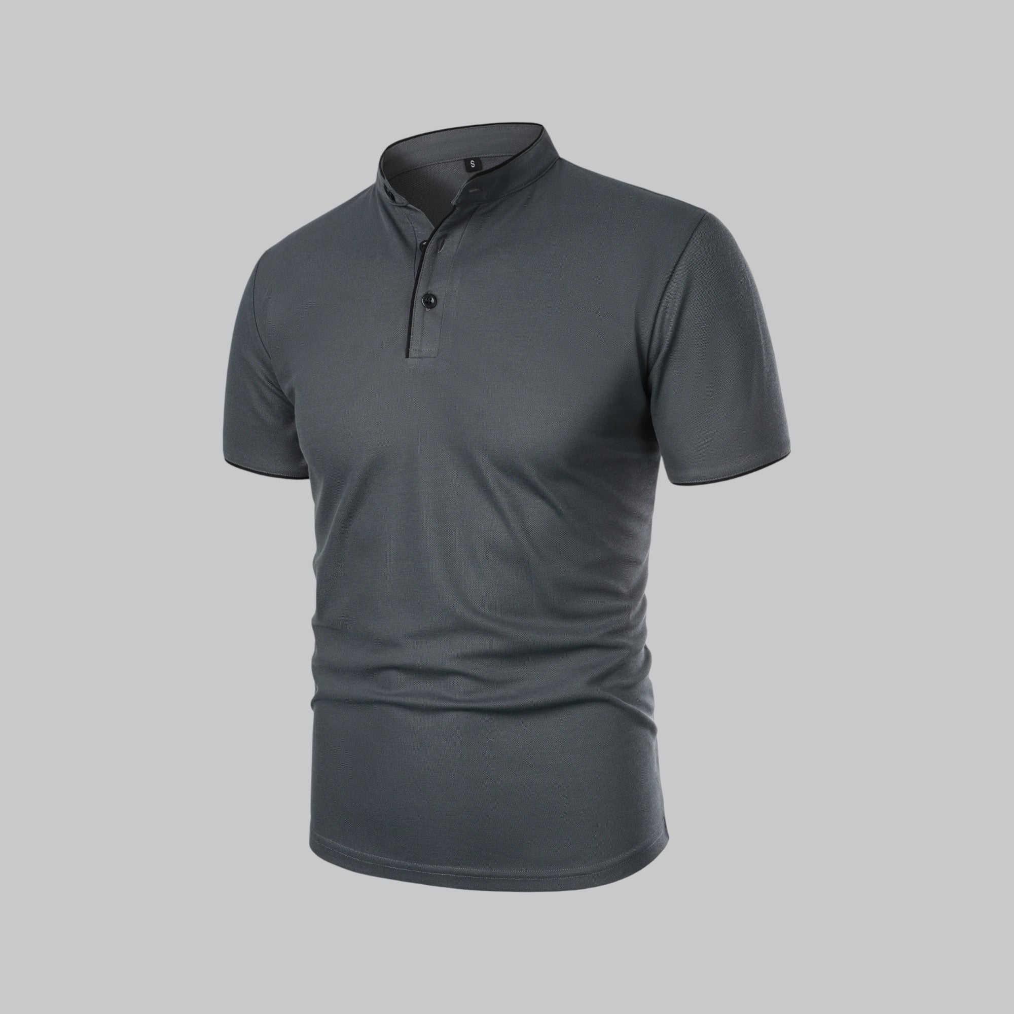 Daan | Heren Kraagloze Katoen Polo Shirt Korte Mouwen