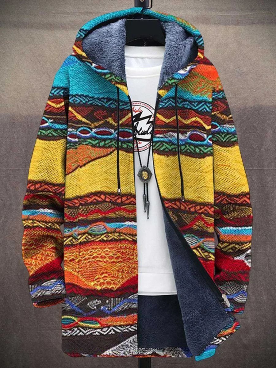 Sem | Heren Kunstprint Fleece Gevoerde Zip-Up Hoodie Mens Cardigan