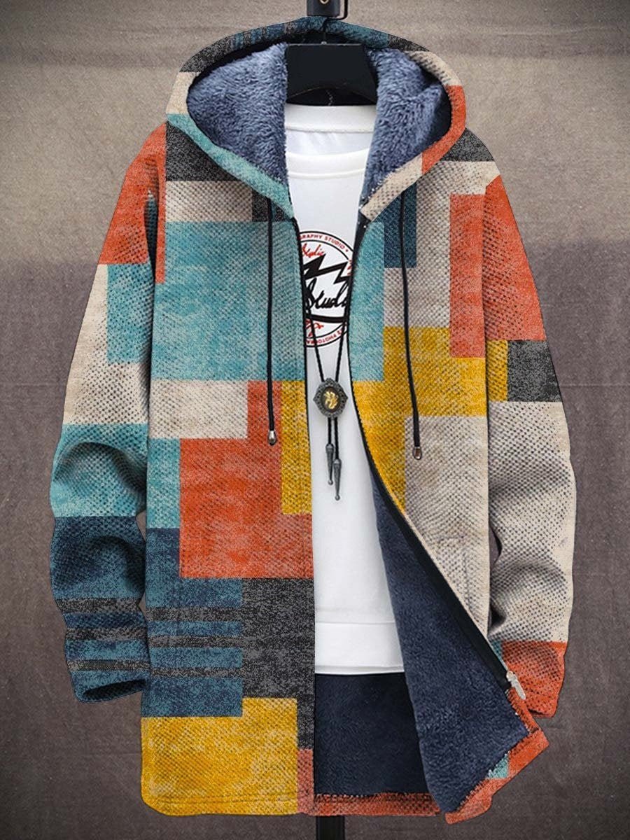 Sem | Heren Kunstprint Fleece Gevoerde Zip-Up Hoodie Mens Cardigan