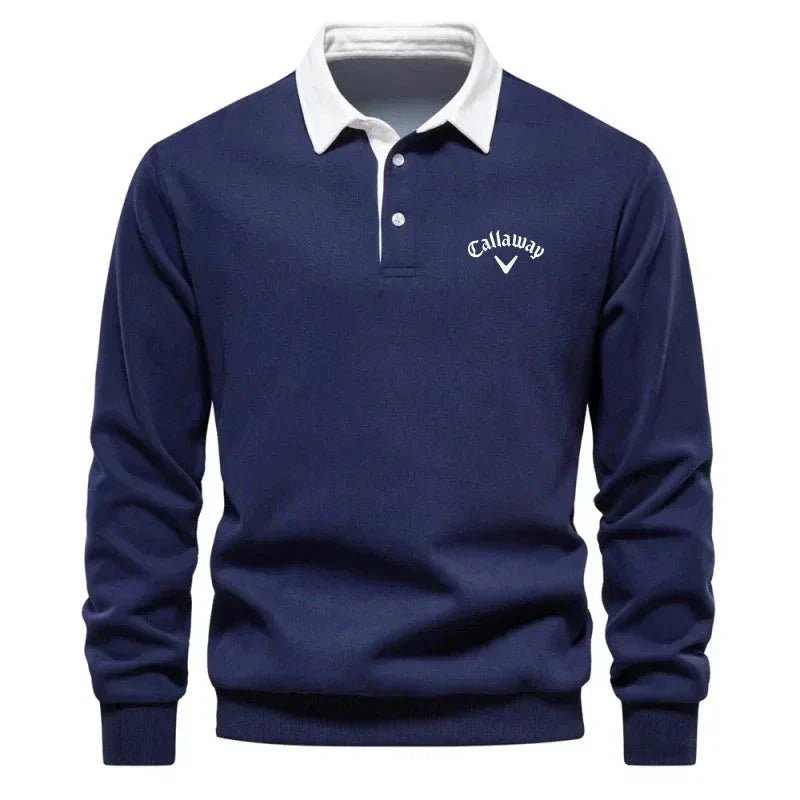 Thijs | Heren Langemouw Contrastkraag Gebreide Polo Sweater