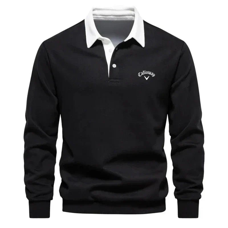 Thijs | Heren Langemouw Contrastkraag Gebreide Polo Sweater