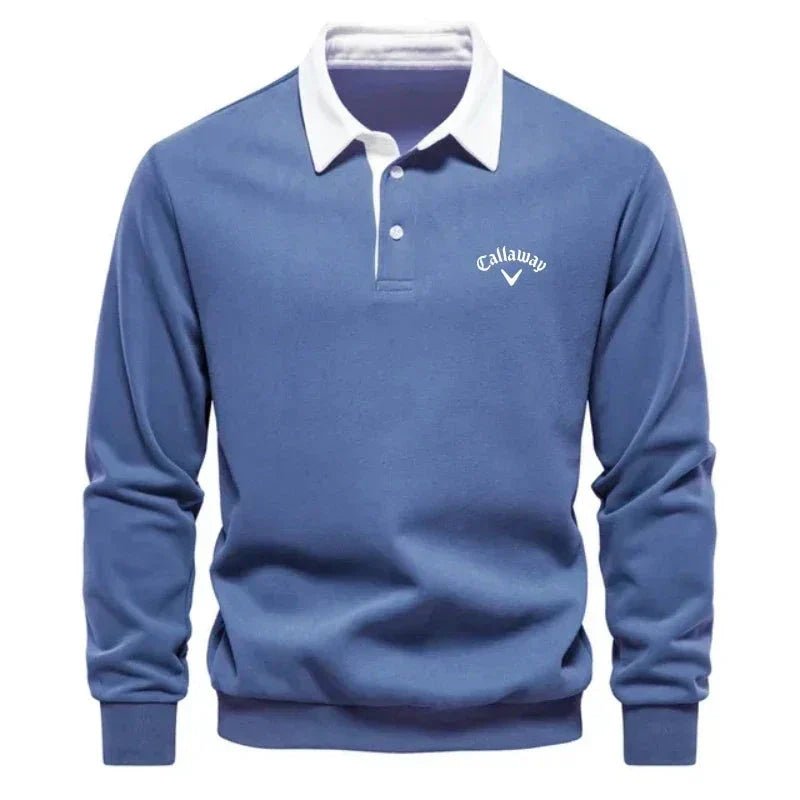 Thijs | Heren Langemouw Contrastkraag Gebreide Polo Sweater