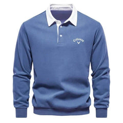 Thijs | Heren Langemouw Contrastkraag Gebreide Polo Sweater