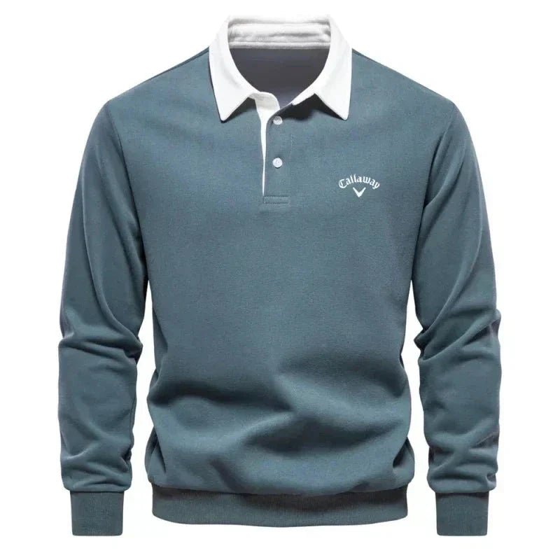 Thijs | Heren Langemouw Contrastkraag Gebreide Polo Sweater