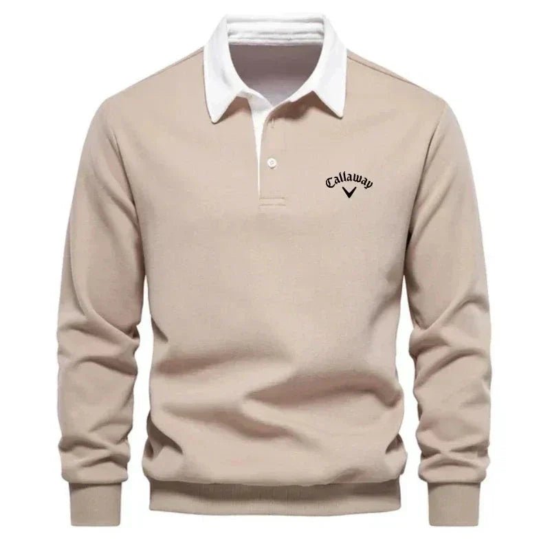 Thijs | Heren Langemouw Contrastkraag Gebreide Polo Sweater