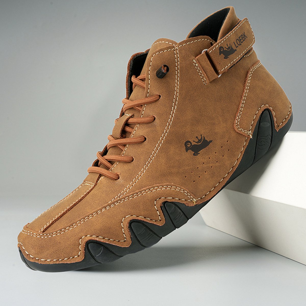 Liam | Heren Leren Vetersluiting Enkellaars Casual Wandelschoen