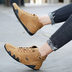 Liam | Heren Leren Vetersluiting Enkellaars Casual Wandelschoen