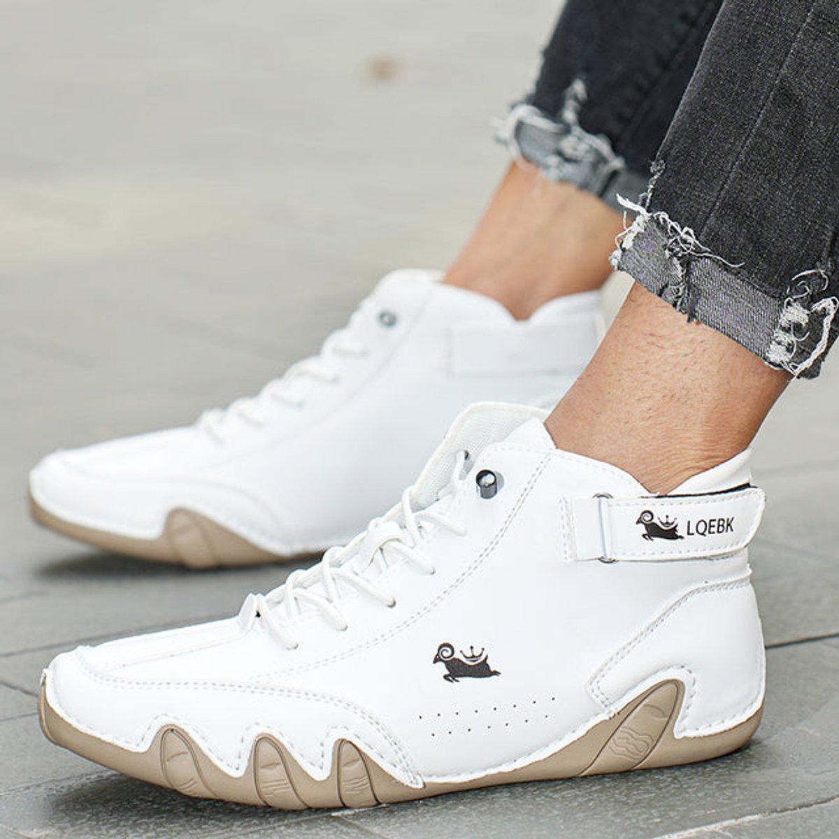 Liam | Heren Leren Vetersluiting Enkellaars Casual Wandelschoen