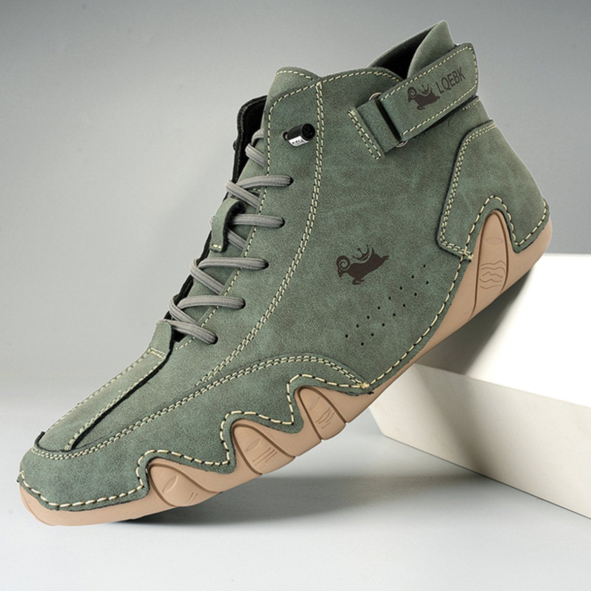 Liam | Heren Leren Vetersluiting Enkellaars Casual Wandelschoen