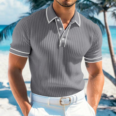 Mees | Heren Lichtgewicht Geribde Zomer Poloshirt