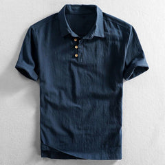 Lars | Heren Linnen Korte Mouw Polo Shirt