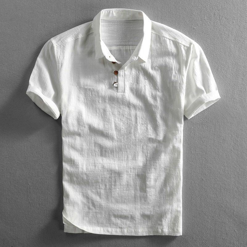 Lars | Heren Linnen Korte Mouw Polo Shirt