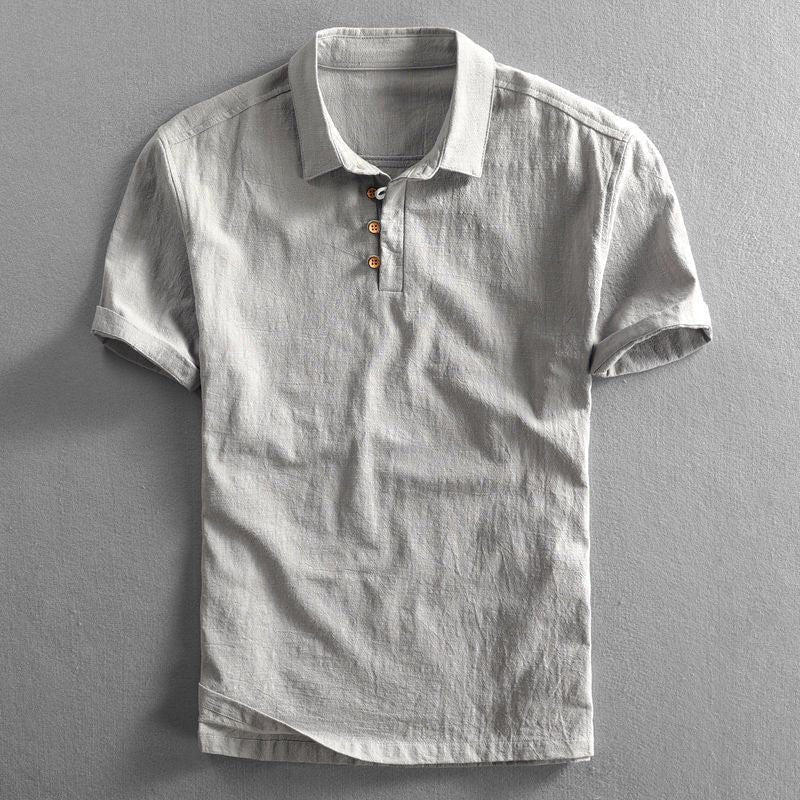 Lars | Heren Linnen Korte Mouw Polo Shirt