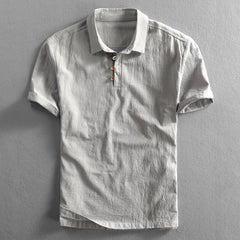Lars | Heren Linnen Korte Mouw Polo Shirt