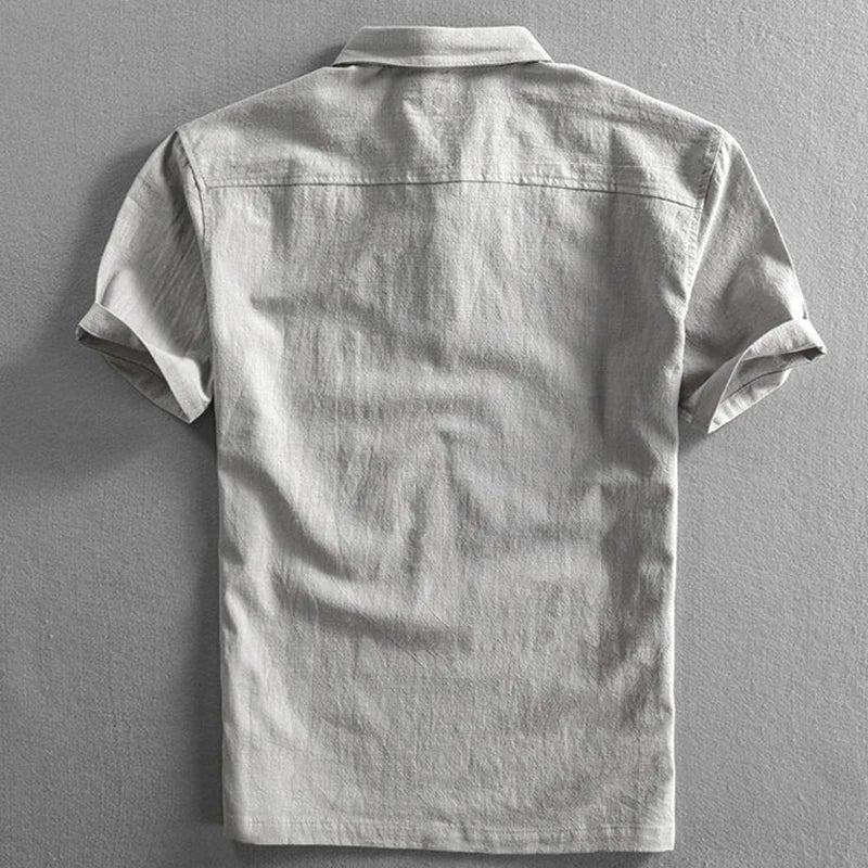 Lars | Heren Linnen Korte Mouw Polo Shirt