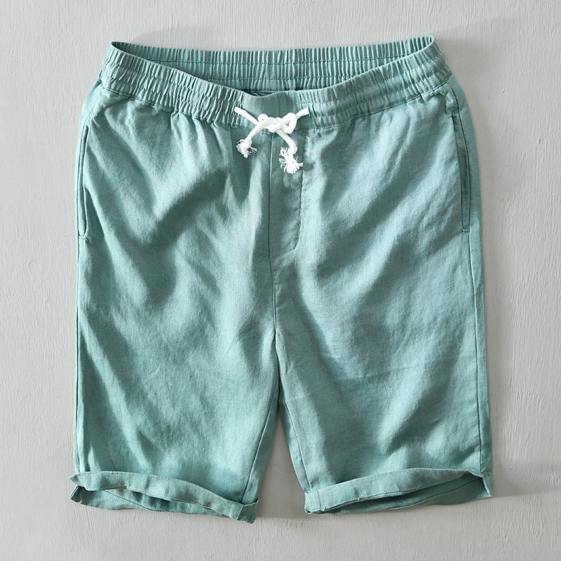 Noud | Heren Linnen Shorts Mid-Rise Trekkoord Ontspannen Pasvorm