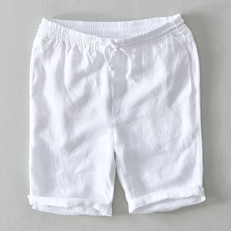 Noud | Heren Linnen Shorts Mid-Rise Trekkoord Ontspannen Pasvorm