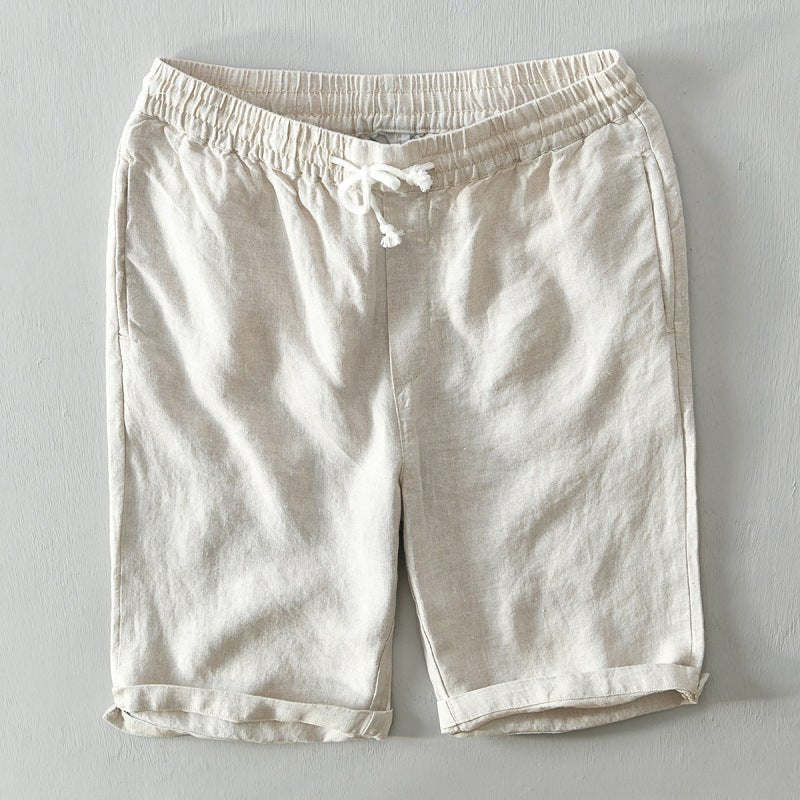 Noud | Heren Linnen Shorts Mid-Rise Trekkoord Ontspannen Pasvorm