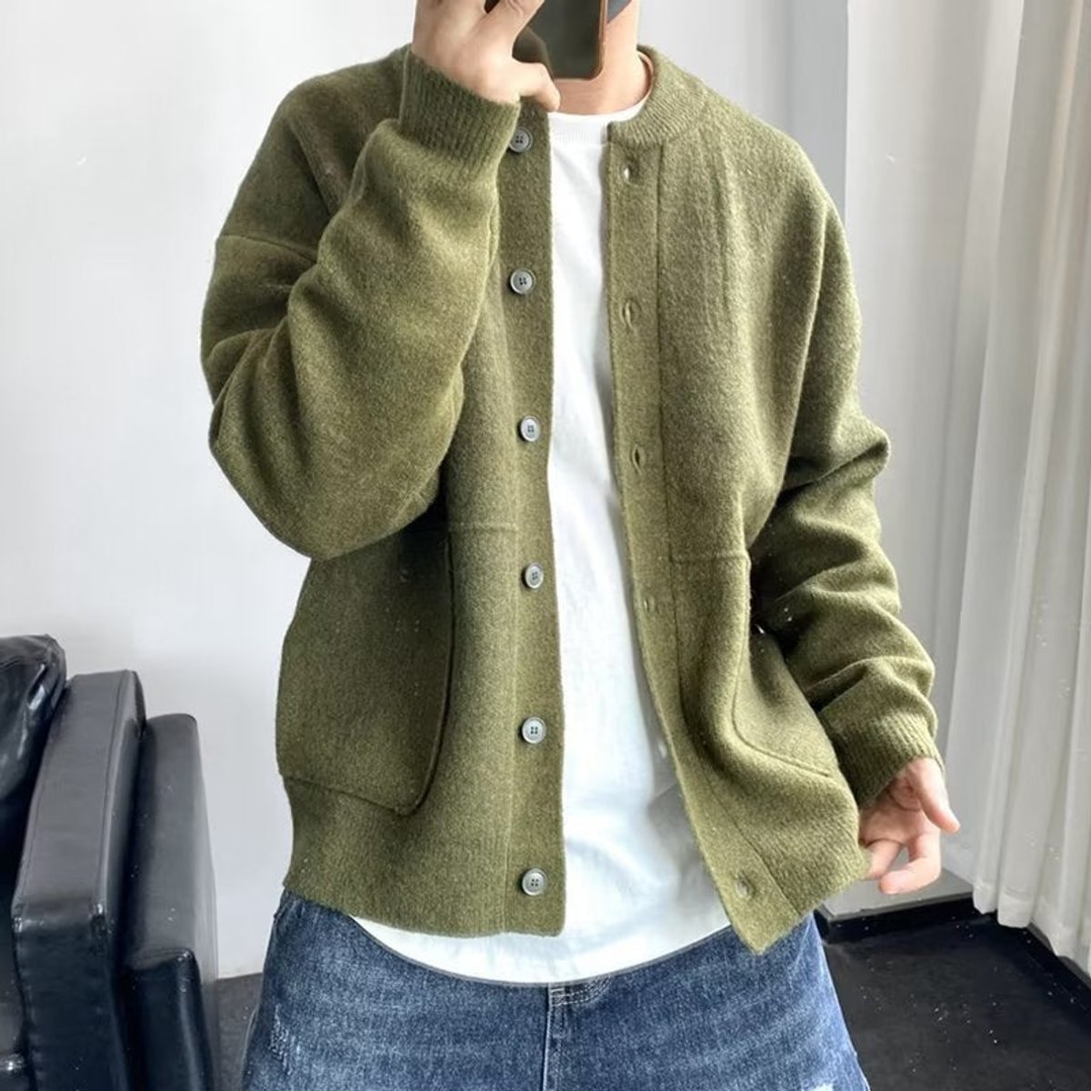 Levi | Heren Mens Cardigan Oversized Gebreide Knoop Vest
